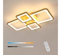 Goeco Plafón LED Techo Regulable con Mando a Distancia, 54W Lámpara de Techo Modernas Rectangular para Sala de Estar, Comedor, Dormitorio, Cocina, Estudio, Oro, 3000K-6500K