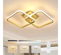 Goeco Plafon LED Techo Regulable Moderno, 50W 5625LM Lámpara de Techo con Mando a Distancia 3000K-6500K 64cm, Cuadrado Dorado Luz de Techo Acrílico para Dormitorio Cocina Comedor