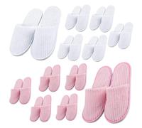 GOEDCH 10 pares de pantuflas de forro polar coral: zapatillas de spa blancas y rosas, pantuflas de forro polar coral para invitados, zapatillas de terciopelo de algodón lavables unisex, para bienestar