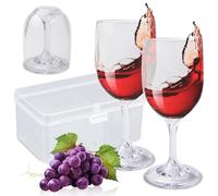 GOEDCH Copas de Vino de Plástico para Llevar: Juego de 2 Copas de Vino Inastillabl para Camping, Copa de Vino Compacta con Caja, Copas de Vino Tintos para Festivales, Camping, Picnics