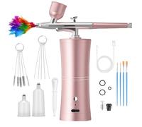 GOEDCH Juego de AirBrush con Compresor: Pistola de Aerógrafo Multifunción Portátil, Aerógrafo Recargable con Boquilla de 0.3mm y Carga para Arte en Uñas, Decoración de Tartas, Maquillaje, Pintura