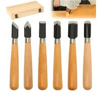 GOEDCH Juego de cinceles de 6 piezas para madera: juego de cinceles manuales para tallar madera, herramientas para tallar Madera, 6 Cinceles afilados con estuche