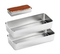 GOEDCH Molde grande de acero inoxidable, juego de 2, acero inoxidable, rectangular, pan, pan/pastel, panadero, molde para pan/pastel, molde para pan, fácil de quitar del molde y apto para lavavajillas