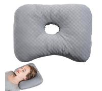 GOEDCH Piercing de almohada con orificio: gris piercing almohada, piercig ear hole Pillows para oído contra el dolor de oído, donut Kisen Piercig, almohada para dormir de lado con agujero en la oreja