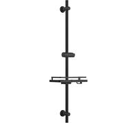 Görbach Barra de Ducha 100 cm de Acero Inoxidable, Columna Sin Grifo con Soporte de Alcachofa y Soportes de pared, Estante Ducha Ajustable en Altura, Negro