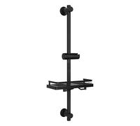 Görbach Barra de Ducha 70 cm de Acero Inoxidable, Columna Sin Grifo con Soporte de Alcachofa y Soportes de pared, Estante Ducha Ajustable en Altura, Negro