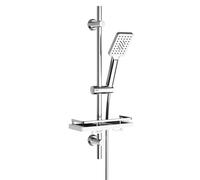 Görbach Barra de Ducha con Alcachofa de Ducha 3 funcións, Acero inoxidable Columna Ducha sin Grifo con Soporte Ajustable y Manguera, Compatible con Orificios Existentes, Estante Ducha, 70 cm Cromado