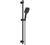 Görbach Barra de Ducha con Alcachofa de Ducha 3 funcións, Acero inoxidable Columna Ducha sin Grifo con Soporte Ajustable y Manguera, Compatible con Orificios Existentes, 100 cm Negro