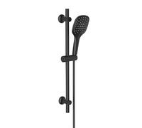 Görbach Barra de Ducha Negra de 70 cm en Acero Inox 304, Barra Ducha con Deslizador y Soporte de Fijación Ajustable, Sin Grifo, Con Ducha Mano con 3 funcións (HB1210MB)