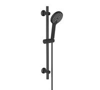 Görbach Barra de Ducha Negra de 70 cm en Acero Inox 304, Barra Ducha con Deslizador y Soporte de Fijación Ajustable, Sin Grifo, Con Ducha Mano con 3 funcións (HBD12MB)