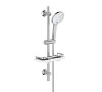 Görbach Columna de ducha de acero inoxidable sin Grifo, Barra Ducha 70 cm con Estante Ducha, Deslizador y Soporte de Pared Ajustable, Alcachofa Ducha Mano con 3 funcións Cromado