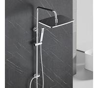 Görbach Columna de ducha de acero inoxidable sin Grifo, Set ducha de lluvia cromado, barra de ducha ajustable en altura 74 - 114 cm, cabezal de ducha XXL 35x25 cm