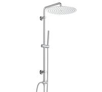 Görbach Columna de Ducha sin Grifo Acero Inoxidable Columna de Hidromasaje Altura Adjustable Conjunto Set de Ducha con Ducha Mano y Cabezal Ducha Rociador en Acero INOXI D30cm