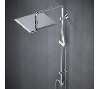 Görbach Columna de Ducha sin Grifo Set Ducha de Altura Ajustable Acero Inoxidable Sin Thermostato Monomando con Alcachofa Cabezal Ducha Lluvia en INOXI 30x30cm