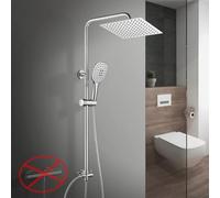 Görbach Columna de Ducha sin Grifo, Set Ducha en Acero Inoxidable Altura Adjustable Conjunto Ducha Baño con Ducha Mano y Cabezal Ducha Rociador 20x20 cm, Cromo