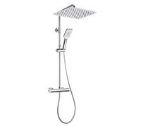 Görbach Columna Ducha con Termostático Grifo Set Ducha Acero INOX 304 con Mezclador Termostático, Sistema Ducha con Ducha Mano y Rund Lluvia Cromado 35 * 25cm