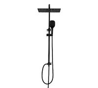 Görbach Columna Ducha Negra sin Grifo Sistema Ducha Hidromasaje Conjunto Ducha Altura Adjustable Set de Ducha Baño Juego Ducha Inoxidable Efecto lluvia Alcachofa Cabezal Ducha 30x30cm