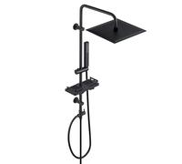 Görbach Columna Ducha sin Grifo Columna de Hidromasaje Set Ducha de Altura Ajustable Acero Inoxi Sin Thermostato Monomando con Ducha Mano, Estante y Alcachofa Cabezal Ducha Lluvia 30x30cm