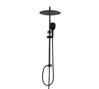 Görbach Columna Ducha sin Grifo, Set Ducha de Altura Ajustable Conjunto Ducha Acero Inoxidable con Alcachofa y Cabezal Ducha Lluvia 30cm Negro