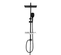 Görbach Columna Ducha sin Grifo, Set Ducha de Altura Ajustable Conjunto Ducha Acero Inoxidable con Alcachofa y Cabezal Ducha lluvia 25x25cm, XXL Estana Negro
