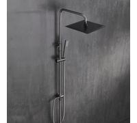 Görbach Columna Ducha sin Grifo, Set Ducha de Altura Ajustable Conjunto Ducha Acero Inoxidable con Alcachofa y Cabezal Ducha lluvia 25x25cm Gris Gunmetal cepillado