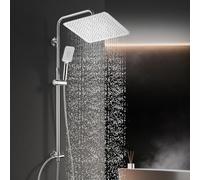 Görbach Columna Ducha sin Grifo, Set Ducha de Altura Ajustable Conjunto Ducha Acero Inoxidable con Alcachofa y Cabezal Ducha lluvia 30x30cm Cromo