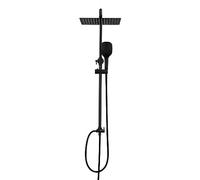 Görbach Columna Ducha sin Grifo, Set Ducha de Altura Ajustable Conjunto Ducha Acero Inoxidable con Alcachofa y Cabezal Ducha lluviaa 25x25cm Negro