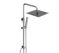 Görbach Columna Ducha sin Grifo, Set Ducha de Altura Ajustable Conjunto Ducha Acero Inoxidable con Alcachofa y Cabezal Ducha lluvia 30x30cm Gris Gunmetal cepillado