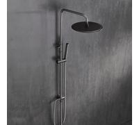 Görbach Columna Ducha sin Grifo, Set Ducha de Altura Ajustable Conjunto Ducha Acero Inoxidable con Alcachofa y Cabezal Ducha lluvia 20cm Gris Gunmetal cepillado