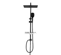 Görbach Columna Ducha sin Grifo, Set Ducha de Altura Ajustable Conjunto Ducha Acero Inoxidable con Alcachofa y Cabezal Ducha lluvia 30x30cm, XXL Estana Negro