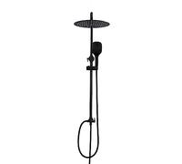 Görbach Set de Ducha Negra sin Grifo Conjunto Ducha Hidromasaje Sistema Ducha de Altura Adjustable Juego ducha Baño con ducha Columna Ducha Negra con Alcachofa y Rociador Superior D25cm
