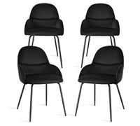 Goeurvant Juego de 4 sillas de comedor con reposabrazos - Sillas ergonómicas tapizadas, Sillas modernas de cocina con tapizado de terciopelo y patas de metal, Sillas tapizadas para salón, comedor