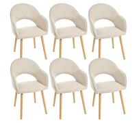Goeurvant Juego de 6 Sillas de Comedor con Reposabrazos, Sillas Tapizadas para Salón y Cocina, Sillones Modernos con Patas de Madera - Beige