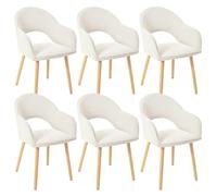 Goeurvant Juego de 6 Sillas de Comedor con Reposabrazos, Sillas Tapizadas para Salón y Cocina, Sillones Modernos con Patas de Madera - Blanco Antiguo