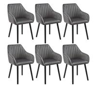 Goeurvant Juego de 6 sillas de Comedor Nordicas con reposabrazos, sillas de Comedor, tapizadas de Terciopelo, Silla de salón, Silla de Cocina, Gris Oscuro