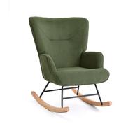 Goeurvant Sillón con reposabrazos para los oídos, silla de pana fina, cómoda silla de relax con respaldo alto, silla de lectura moderna para salón, dormitorio, espacios pequeños, verde