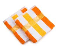 Gözze - Juego de 2 toallas de mano a rayas New York, Suaves y absorbentes, Algodón, 50 x 100 cm - Naranja/Blanco/Amarillo