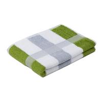 Gözze - Serviette de Douche à rayures New York, doux et absorbant, 100% coton, 70 x 140 cm - vert pomme/blanc/argenté