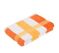 Gözze - Toalla de ducha a rayas New York, Suaves y absorbentes, 100% Algodón, 70 x 140 cm - Naranja/Blanco/Amarillo
