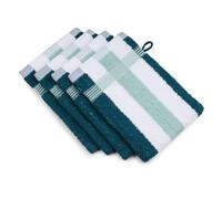 Gözze Waschhandschuh, 4er Set, 17/24 cm, New York Streifen, Petrol/weiß/Mint