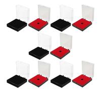Gogogmee 10 Piezas Caja de Exhibición Transparente con Tapa para 10 Monedas y Medallas, Estuche con Interior de Terciopelo Negro y Rojo, Protector Portátil para Coleccionistas y