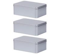 Gogogmee Caja Metálica Cuadrada Grande de Hojalata con Tapa, Set de 3 Unidades, para Almacenamiento de Dulces, Té y Galletas, Contenedor Multiusos para Obsequio y Organización, Color