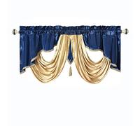 GOHD Valarie Fancy - Cenefa para Ventana 137 cm x 46 cm Tejido de tafetán con Suave Swag de satén Añade un Toque de Lujo Real a tu hogar (Azul Cielo Nocturno)