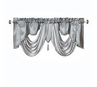 GOHD Valarie Fancy - Cenefa para Ventana 137 cm x 46 cm Tejido de tafetán con Suave Swag de satén Añade un Toque de Lujo Real a tu hogar (Gris)