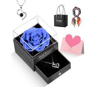 GOICC Rosa Eterna Natural Preservada Día de la Madre Regalos Originales con Collar para Mujer Mamá Abuela Flor Eterna para Mujer Novia Pareja para San Valentin Navidad Cumpleaños Aniversario(Violeta)