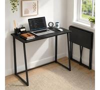 GOKHOMX Escritorio Plegable Mesa Ordenador Mesa Estudio para Teletrabajo Habitación Estudiante Piso compartido Ahorro de Espacio Esquinas Redondeadas Negro Pack de 1 80x40x74cm