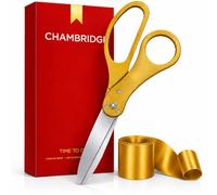 Gold Grand Opening Ceremony Kit - Tijeras gigantes de 20 pulgadas doradas con cinta dorada para inauguraciones y ceremonias, tijeras doradas de 20 pulgadas para corte de cinta, cinta de gran apertura