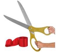 Gold Grand Opening Ceremony Kit - Tijeras gigantes de 25 pulgadas doradas con cinta roja para inauguraciones y ceremonias, tijeras gigantes de 63.5 cm para corte de cinta, cinta de gran apertura y