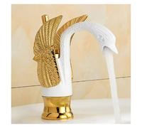 Golden Classic Bathroom Faucet High Short opcional Forma de pájaro Bubbler Gentle Efluente Hot and Frie Acoplicado Grifo Fácil de instalar(Gold White Short)