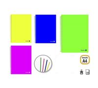 Golden pack de 4 cuadernos a4 120 hojas 90gr cuadricula 5x5 - hojas microperforadas con banda de color y 4 taladros - tapa polipropileno - colores surtidos